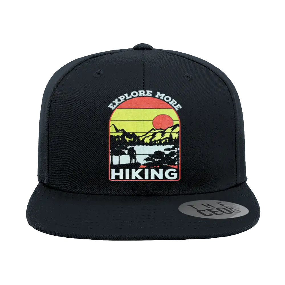 Explore More Hiking Embroidered Flat Bill Cap